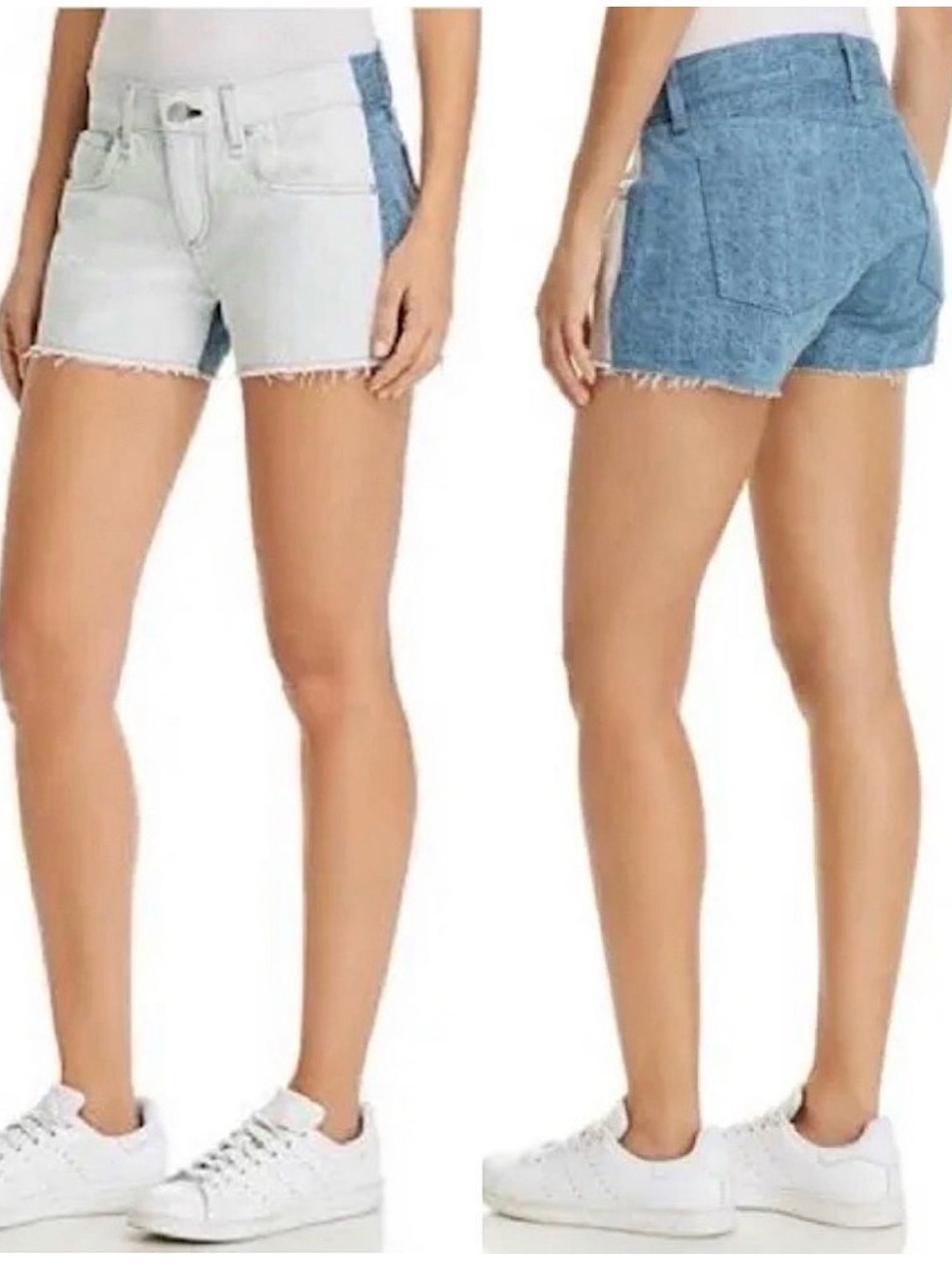 Rag & Bone New Cutoff Contrast Denim Jean Shorts Size 27 Two Tone Y2K